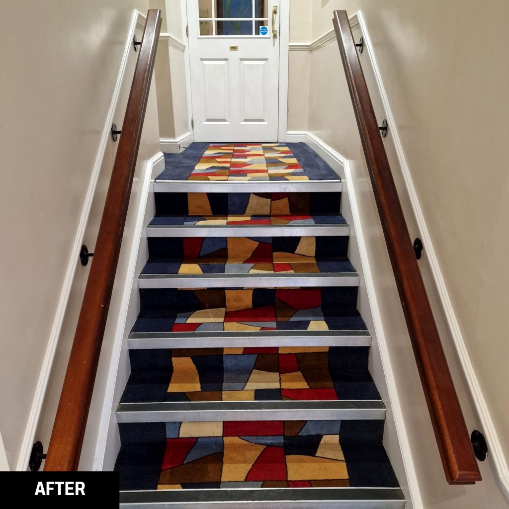 A carpet after a clean by Trojan FM