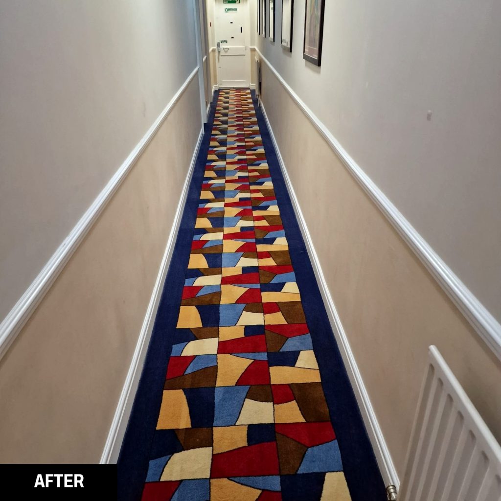 A carpet after a clean by Trojan FM