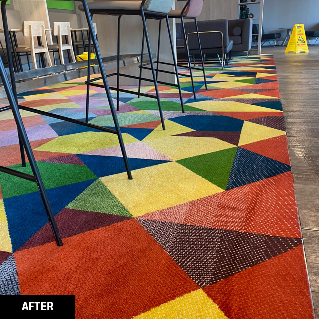 A carpet after a clean by the Trojan FM team