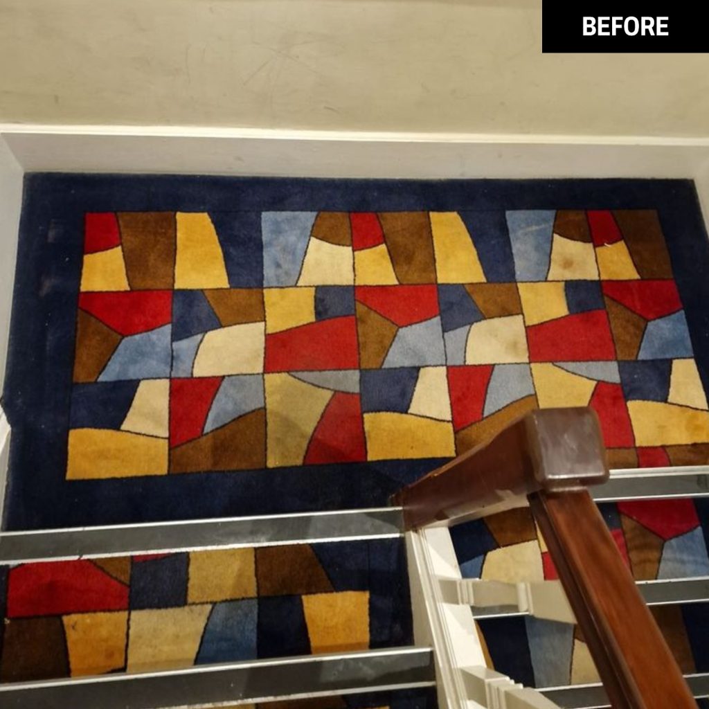 A carpet before a clean by Trojan FM