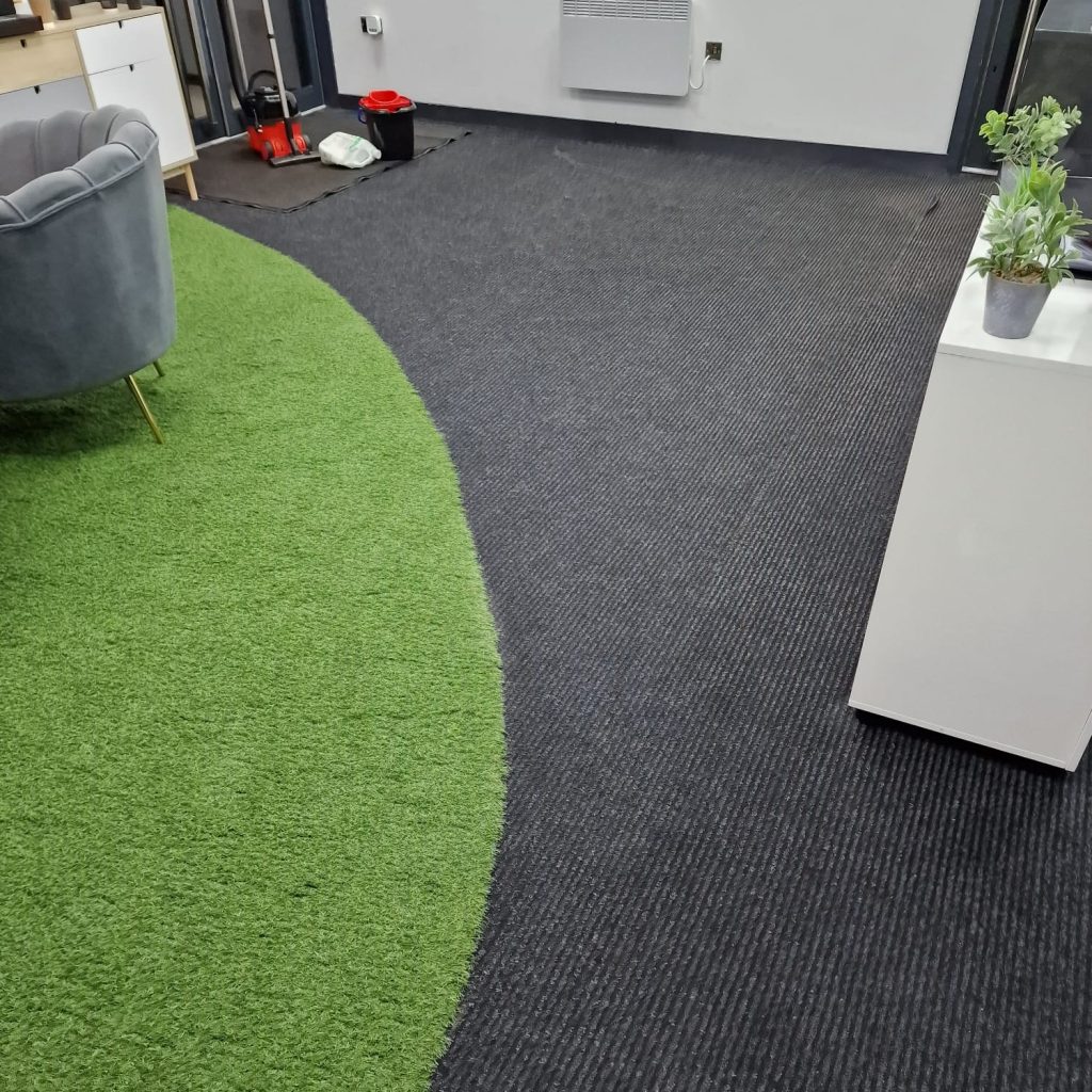 A carpet after a Trojan FM Clean