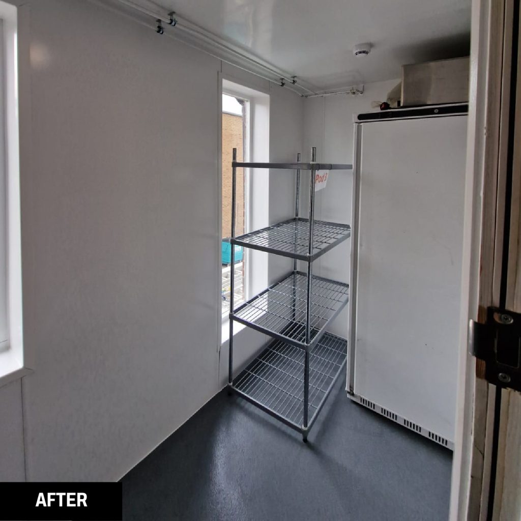 Kitchen storage after a Trojan FM clean