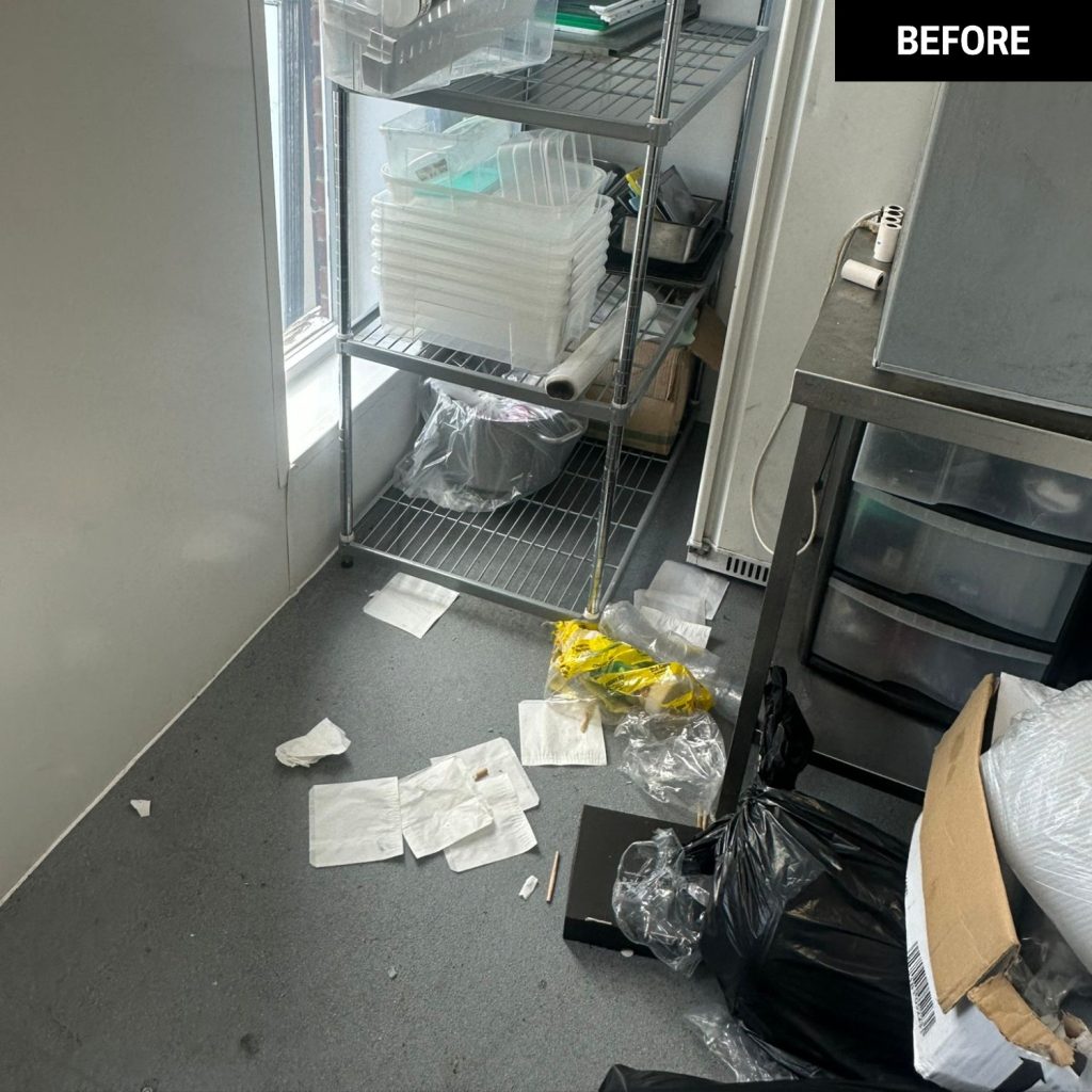 Kitchen storage before a Trojan FM clean